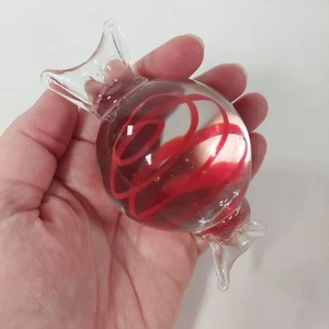 Large Blown Glass Candy Red Swirl Christmas - Bild 1 von 5