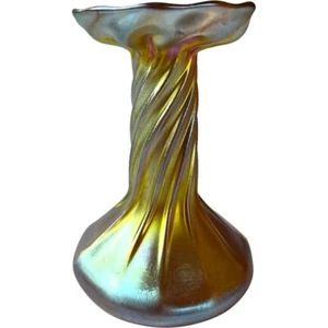 Antiguo Candelabro Tiffany Studios LCT Favrile Vidrio Dorado Iridiscente c. 1910 - Imagen 1 de 5