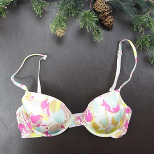 Calvin Klein Bra 34C Multicolor Floral Padded Underwire Adjustable Clasp Back - Picture 1 of 9