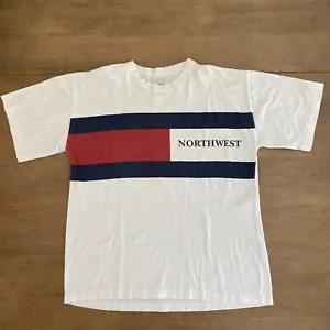 Vintage Northwest Airlines T-Shirt Calhoun Cotton Prints (Canada) Size Large - Picture 1 of 12