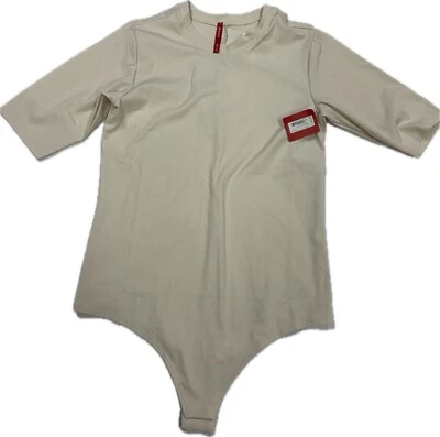 Body acanalado cuello redondo SPANX pergamino marfil manga corta 20362R XL NUEVO Foto 1 de 4