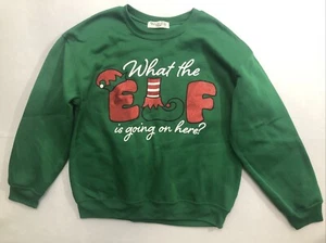 Wound Up What The ELF is Going On Oversized Graphic Sweatshirt Size L (11-13) - Picture 1 of 6