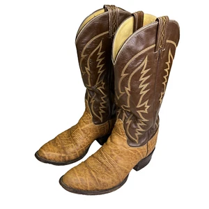 Vintage TONY LAMA USA Size 9D Style 8262 Brown Leather Western Cowboy Boots - Picture 1 of 20