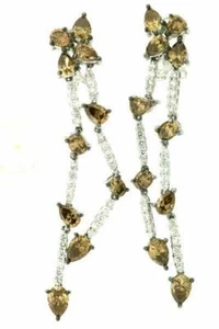 LeVian 14K White Gold G-H SI1 Chocolate Diamond 5.80 cts Dangle Drop Earrings - Picture 1 of 4