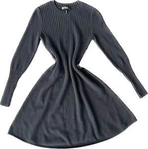 AQUA CASHMERE 100% Cashmere Black Sweater Long Sleeve Short Dress Small - Picture 1 of 6
