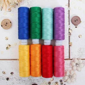 Threadart 8 Color Pearl Cotton Thread Set Confetti Colors | 75yd Spools Size 8 - Picture 1 of 8