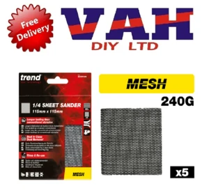 TREND AB/QTR/240M MESH SANDING SHEET 115 X 115MM 1/4 5PC - Picture 1 of 1