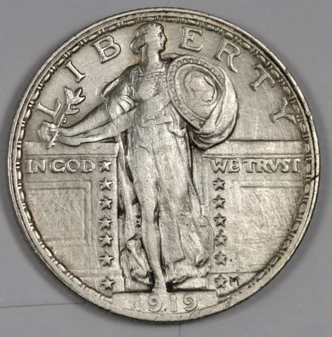 1919 Standing Liberty Quarter.  Near Full Head.  AU Detail.  187528 Cover