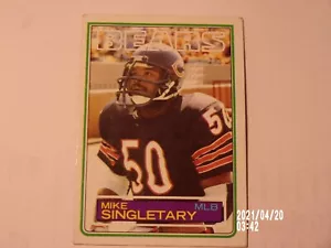 1983 Topps Mike Singletary novato radiocontrol #38 tarjeta de fútbol americano Chicago Bears HOF pliegues - Imagen 1 de 2