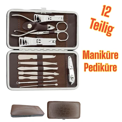 Maniküre Pediküre Pflegeset 12-teilig Nagelknipser NagelSet Nagelfeile Edelstahl - Bild 1 von 4