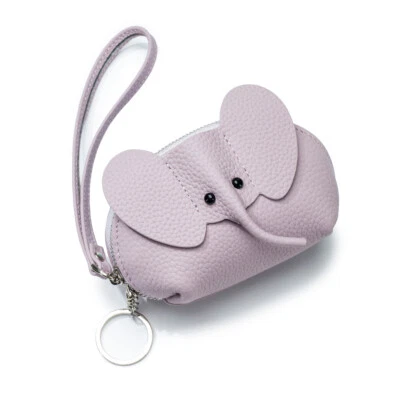 Elegante mini monedero de cuero genuino con diseño de elefante: perfecto para mujer Foto 1 de 4