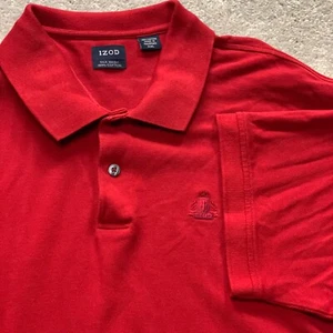 Izod Polo Shirt Men's XXL Red Silk Wash 100% Cotton Embroidered Golf - Picture 1 of 9