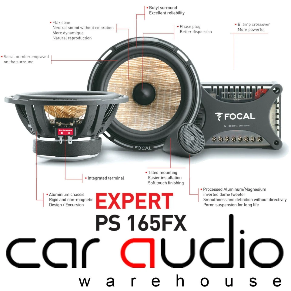 Focal PS 165 FXE 16.5cm Bi-amplified 2 Way Component Car Speaker Kit Sheet