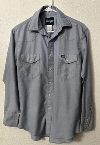 Vintage Wrangler Light Denim Pearl Snap Western Shirt Men’s 15X33 Small - Picture 1 of 11