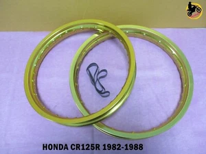 HONDA CR125R 1982-1988 ALUMINIUM GOLD F+ R WHEEL RIM SET SERIES7 *nan4184* - Picture 1 of 5