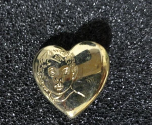 VINTAGE THE VARIETY CLUB GOLD TONE HEART BOY ETCHED PIN - Picture 1 of 3
