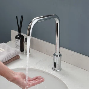 Grifo fregadero de baño sin contacto con sensor cromado mezclador comercial grifos manos libres - Imagen 1 de 9