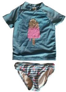 2 piece Gymboree girls swimsuit popsicle blue sun shirt size 7/8 - Picture 1 of 6