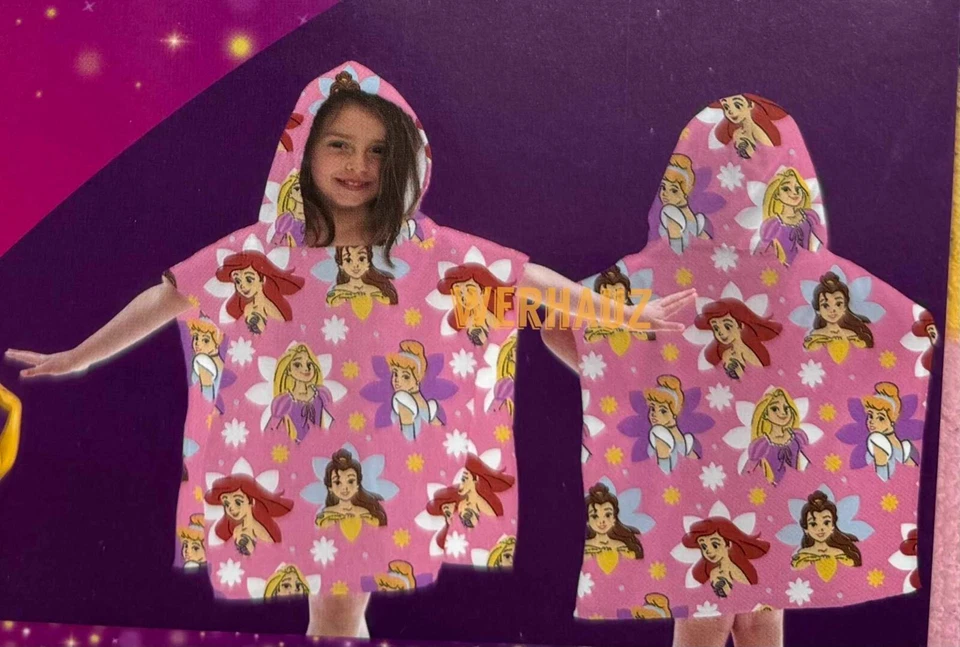 Poncho toalla con capucha para baño Princesa Ariel Belle Cenicienta floral niñas reales Foto 1 de 3