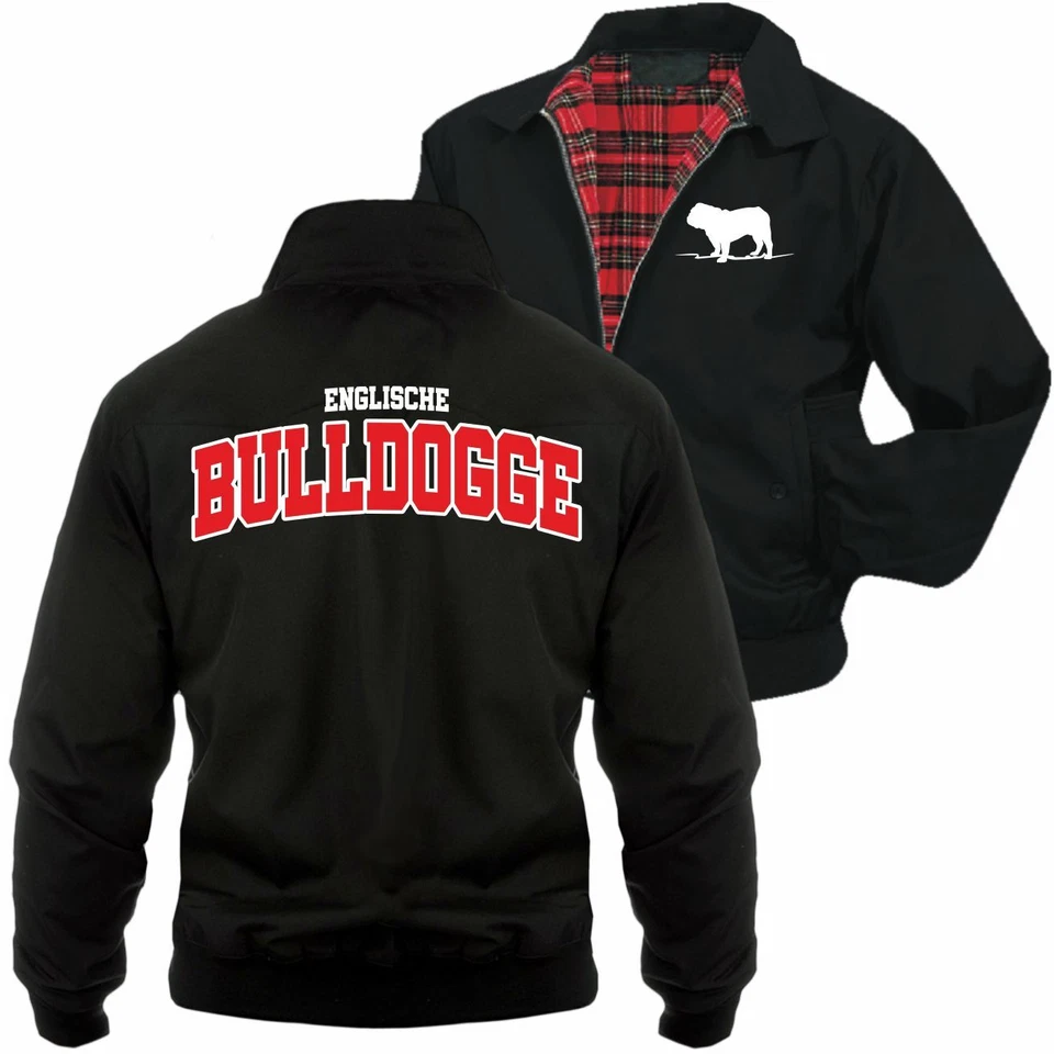 Herren Harrington Jacke Englische Bulldogge LOGO Hunde motive english bulldog - Bild 1 von 1