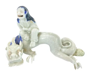 19. Jh. Japanischer Hirado Junge lacht über schlafenden Drachen 6 1/2 Zoll - Bild 1 von 9