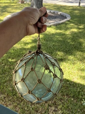 Vintage Japanese Netted Glass Fishing Float 27” Glass Ball Okinawa - Image 1 of 4