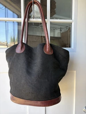 De Colección Ann Taylor Bolso de Mano de Cuero de Lona Bolso de Hombro Hecho en Italia LEER Foto 1 de 4