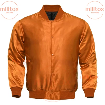 Varsity Satin Bomber  Orange Colour– Premium Quality, Free Shipping, No VAT - Image 1 of 3