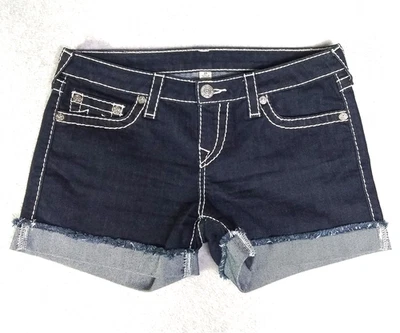 True Religion Shorts Womens 29  ( Fits 31 )  Denim Low Rise Cutoff Big T Cuffed - Image 1 of 4