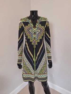 Hale Bob kaftan style cocktail cruise long sleeve printed dress sz. XS - Image 1 of 4