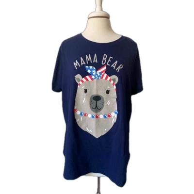 Celebrate Together Women's Size 1X Patriotic USA Flag Mama Bear Graphic T-Shirt - Image 1 of 4