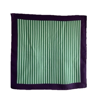 "HERMOSA BANDANA DE SEDA SIN MARCA con un patrón de rayas verdes 21""/20"" EX CON" Foto 1 de 2