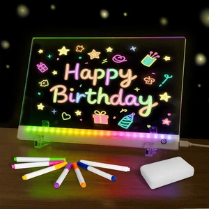 Led Drawing Board with Colors, Acrylic Dry Erase Board with Stand, 4 Modes & ... - Bild 1 von 6