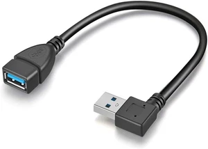2 Pack SuperSpeed USB 3.0 Angle Male to Female Extension Cable black - Photo 1/7