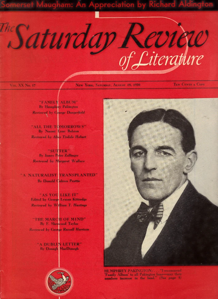 Saturday Review of Literature August 19 1939 Humphrey Pakington  Foto 1 de 1