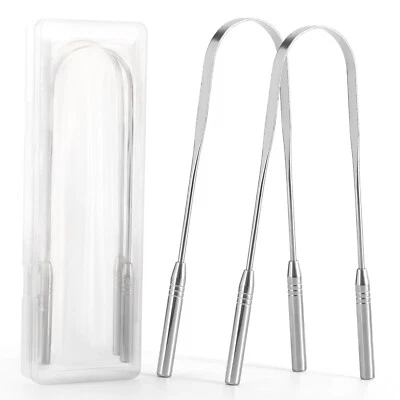 Raspador de lengua quirúrgico de acero inoxidable para adultos y niños 2 piezas Foto 1 de 3