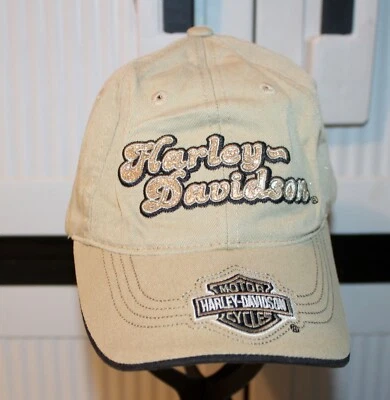 Harley Davidson Ladies Baseball Cap Bar & Shield Logo Tan Adjustable - Image 1 of 2
