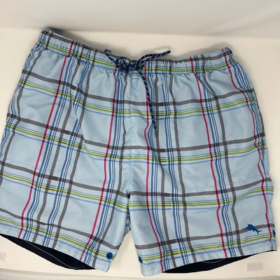 Tommy Bahama Reversible Drawstring Plaid/Solid Men Lounge Shorts w/ Pockets L/XL - Image 1 of 4