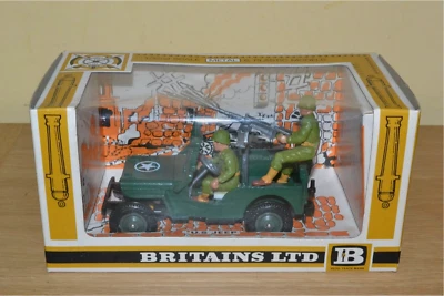 Vintage Boxed Britains Military Vehicle No 9786 US Jeep; Near mint; Green Wheels - Image 1 of 4