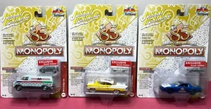 3 NEW Johnny Lightning Monopoly 85th Ann Diecast Set Dodge Van Camaro Lincoln - Picture 1 of 5