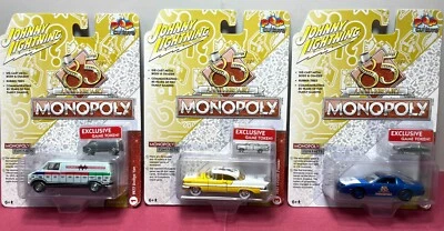 3 NEW Johnny Lightning Monopoly 85th Ann Diecast Set Dodge Van Camaro Lincoln - Image 1 of 4