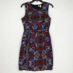 Japna Juniors Medium Sleeveless Dress Blue Pink Red Geometric Knee Length Career - Picture 1 of 9