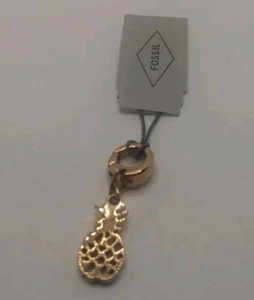 Fossil Brand Stainless Steel Gold Pineapple Charm Jewelry 0.25". - Picture 1 of 6