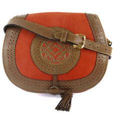 LOEWE Seville collection Shoulder Bag anagram Orange/Brown Suede/leather Women
