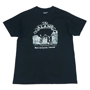 Vintage 80er Jahre The Alamo T-Shirt MEDIUM schwarz San Antonio Texas 50/50 Reise Urlaub 