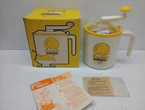 Vintage 1980s Donvier Yellow Half-Pint Hand Crank Ice Cream Maker Original Box - Picture 1 of 16