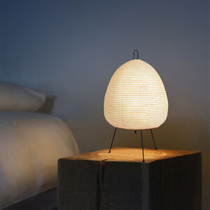 Japanese Rice Paper Lantern Led Table Lamp Akari Noguchi Yong Stand for Bedroom