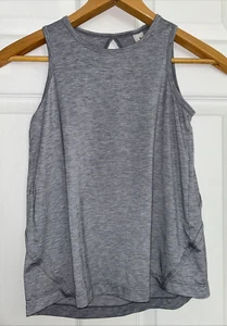 Athleta Girl L 12 Gray Keyhole Back Daybreak Tank Top Sleeveless Stretch Pullove - Picture 1 of 12