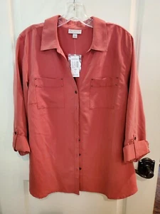 Dressbarn Rose Coral Blouse -- Size L - Picture 1 of 5