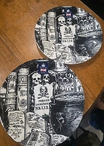 2 NWT Royal Wessex Halloween Salad Plates 8" Skull Crossbones Cauldron Books - Picture 1 of 4